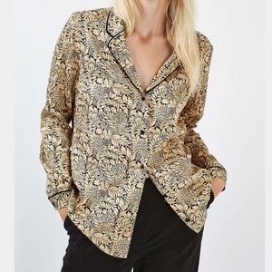 Topshop Gold and Black Floral Button Down
